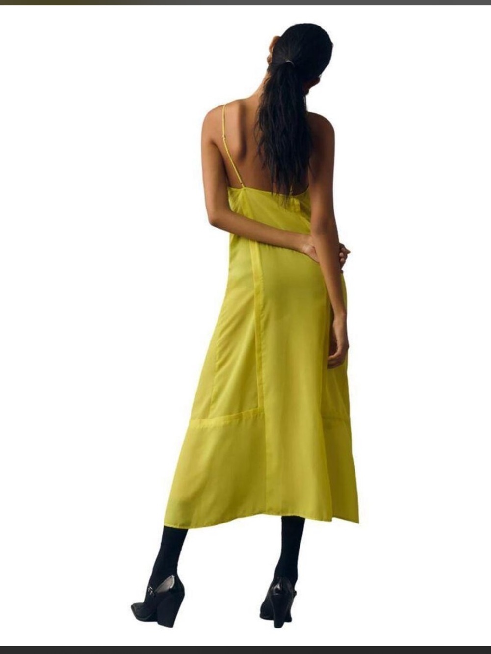 Anthropologie Bright Neon Yellow Slip Maxi Dress - Picture 3 of 9
